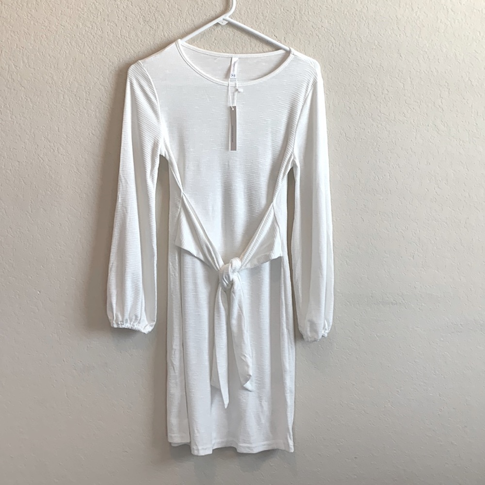 NWT Lionstill Waffle Knit Lantern Sleeve  Mini Dress - Picture 4 of 11